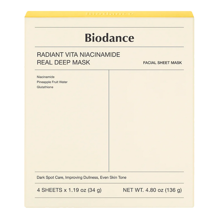 Гидрогелевая маска с ниацинамидом  Radiant Vita Niacinamide Real Deep Mask Biodance, 4 шт