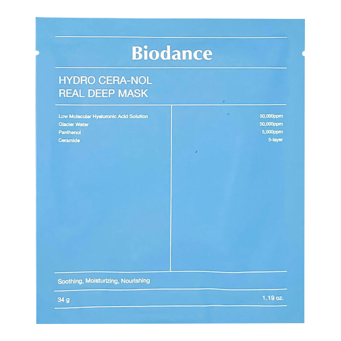 Гідрогелева маска з керамідами та пантенолом Hydro Cera-Nol Real Deep Sheet Mask Biodance, 34 г