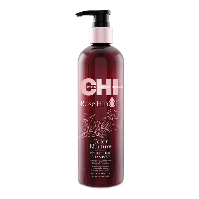 CHI Rose Hip Oil Protecting Shampoo — защитный шампунь для окрашенных волос, 340 мл
