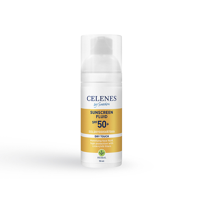 Celenes Herbal Sunscreen Dry Touch Fluid SPF 50+ — сонцезахисний флюїд для обличчя, 50 мл