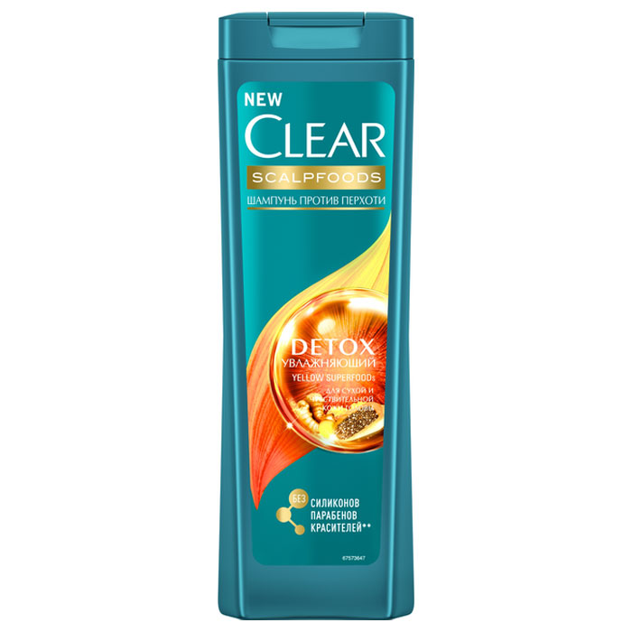 Шампунь-детокс "Зволожувальний, проти лупи" Clear, 400 мл