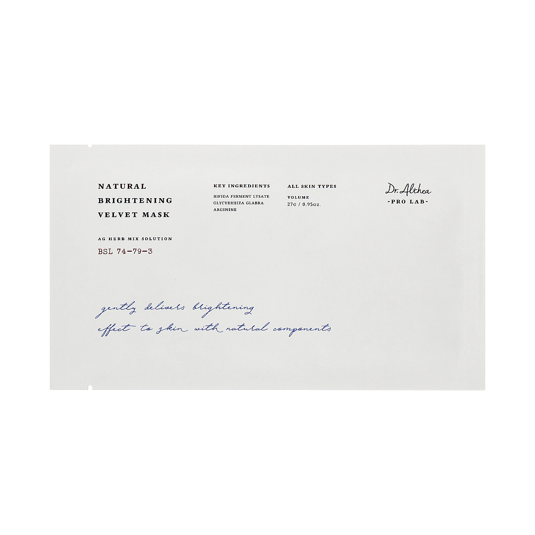 Dr. Althea Тканинна маска Pro Lab Natural Brightening Velvet Mask, 27 г