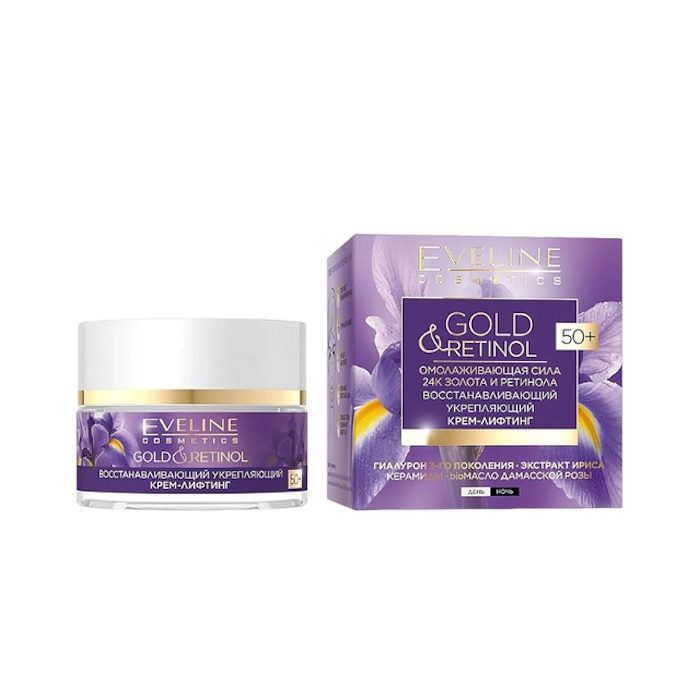 Відновлювальний зміцнювальний ліфтинг-крем  Gold And Retinol 50 + Eveline Cosmetics, 50 мл