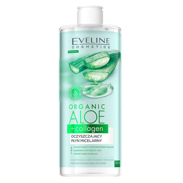 Мицеллярная вода из алоэ вера Organic Aloe Vera + Collagen Eveline Cosmetics, 500  мл