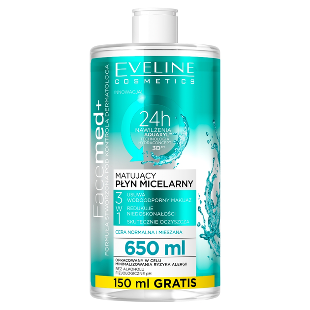 Очищуюча міцелярна вода Facemed+ Eveline Cosmetics, 650 мл