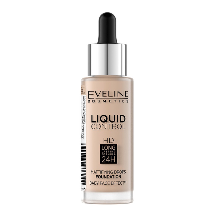 Рідка тональна основа Liquid Control HD Mattifying Drops Foundation Eveline Cosmetics 010 -  Light Beige, 32 м