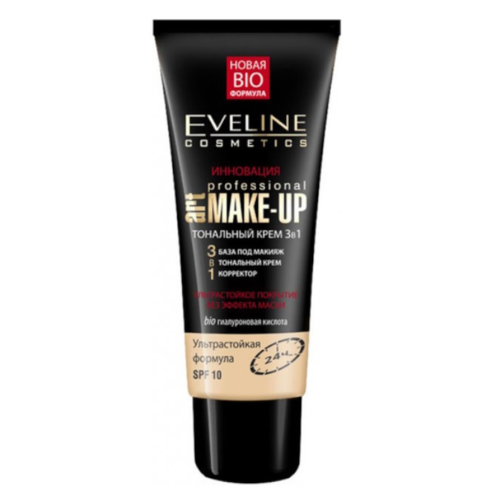 Ультрастійкий тональний крем 3в1 SPF10 Eveline Cosmetics  натуральний, 30 мл