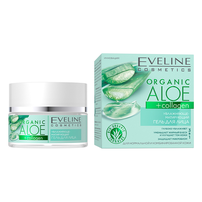 Увлажняюще-матирующий гель для лица, для нормальной и комбинированной кожи Eveline Cosmetics, 50 мл