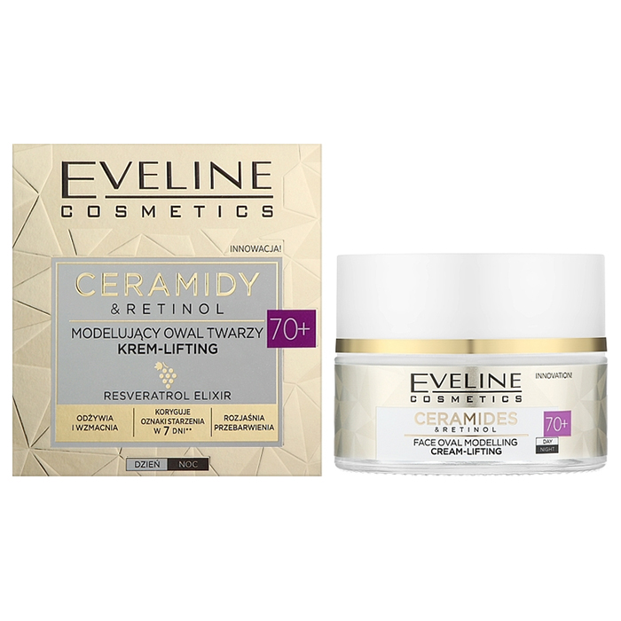 Крем-лифтинг для моделирования овала 70+ Ceramidy & Retinol Eveline Cosmetics, 50 мл