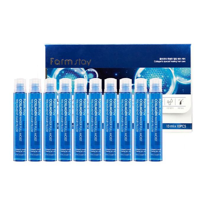 Набір зволожуючих філерів з колагеном для волосся Collagen Water Full Moist Treatment Hair Filler FarmStay, 10