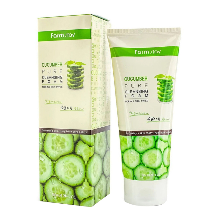 Пенка для умывания на огуречном экстракте Pure Cleansing Foam Cucumber FarmStay, 180 мл