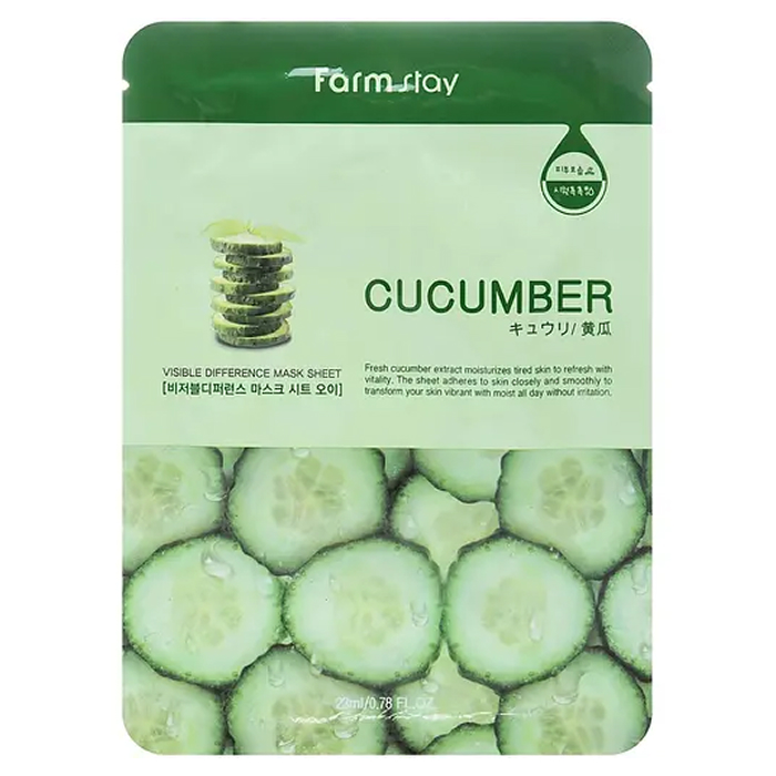 Тканинна маска з натуральним огірковим екстрактом Visible Difference Mask Sheet Farmstay, 23 мл