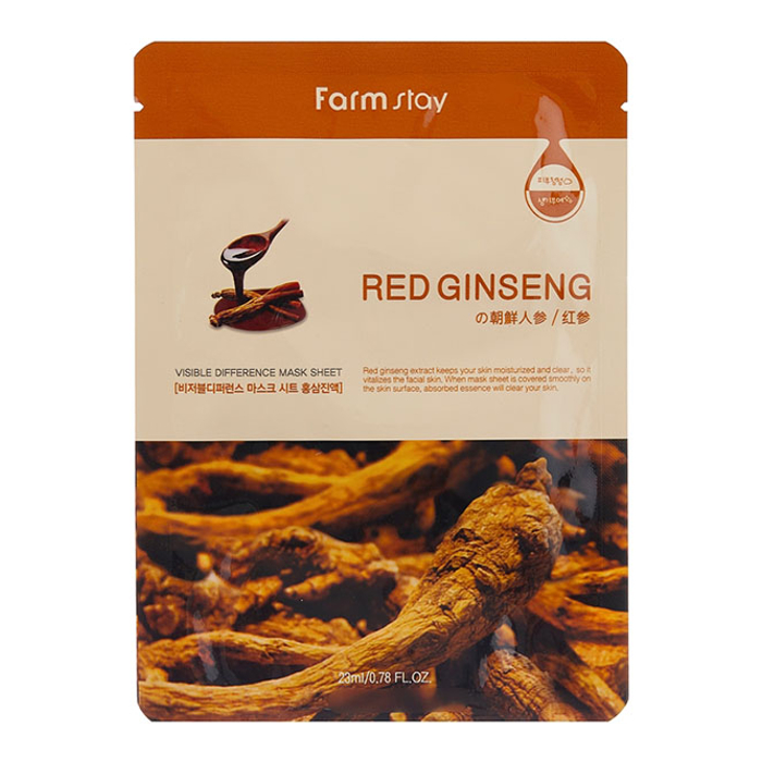 Тканинна маска з екстрактом кореня червоного женьшеню Visible Difference Mask Sheet Farmstay, 23 мл