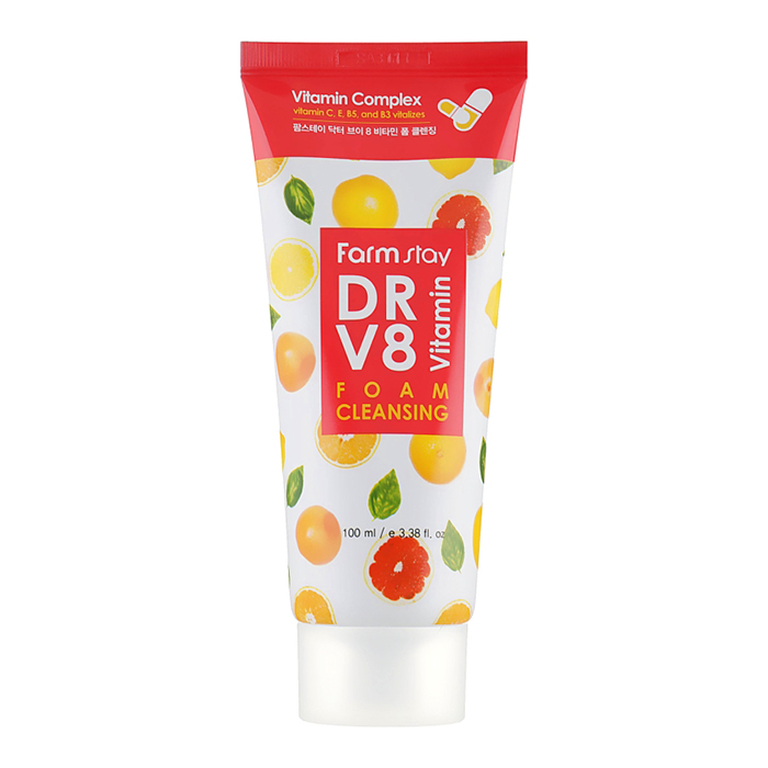 FarmStay Dr-V8 Vitamin Foam Cleansing — вітамінна пінка для очищення шкіри обличчя, 100 мл