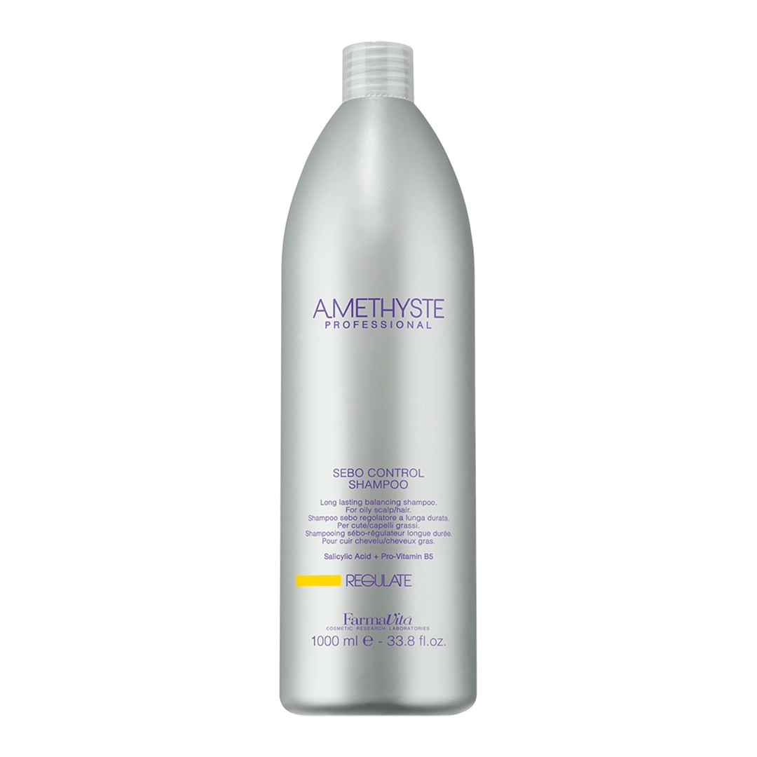FarmaVita Балансуючий шампунь тривалої дії для жирної шкіри Amethyste Regulate Sebo Control Shampoo, 1000 мл