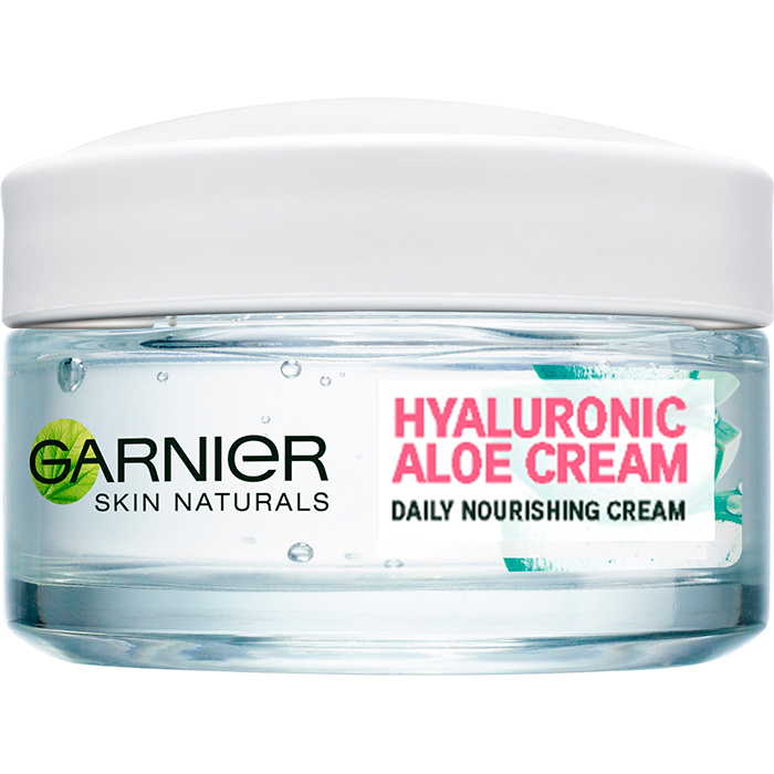 Гіалуроновий алое-крем для сухої та чутливої шкіри обличчя Garnier, 50 мл