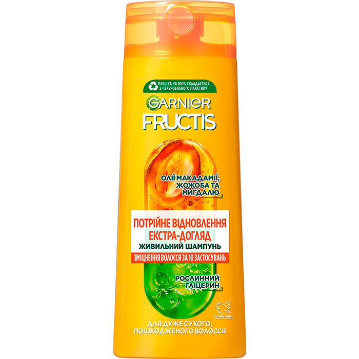 Живильний шампунь-масло для дуже сухого волосся "Потрійне відновлення" Garnier Fructis, 400 мл