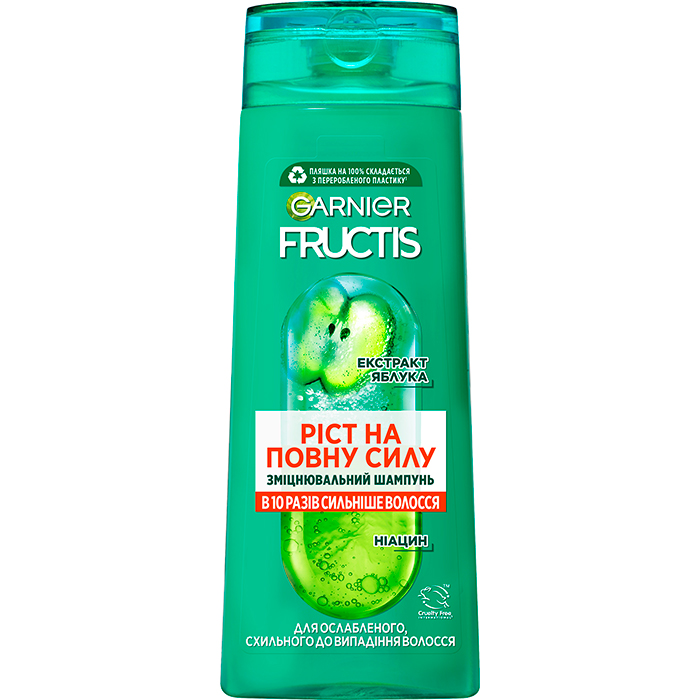 Зміцнюючий шампунь "Ріст на повну силу" для ослабленого волосся Garnier Fructis, 250 мл