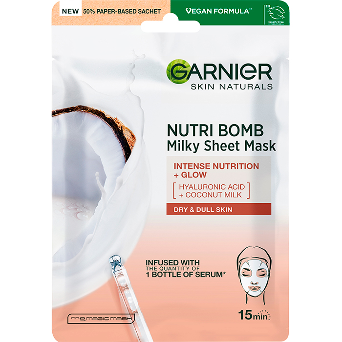 Тканинна маска для обличчя "Кокос і гіалуронова кислота" Garnier, 28 г