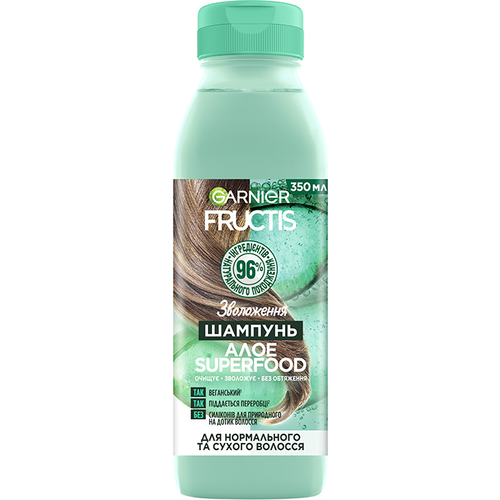 Шампунь "Алое", зволоження для нормального і сухого волосся Garnier Fructis, 50 мл