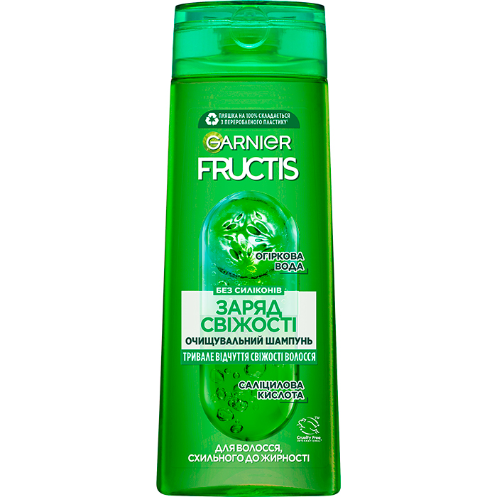 Шампунь для волосся "Заряд свіжості" для волосся, схильного до жирності Garnier Fructis, 400 мл