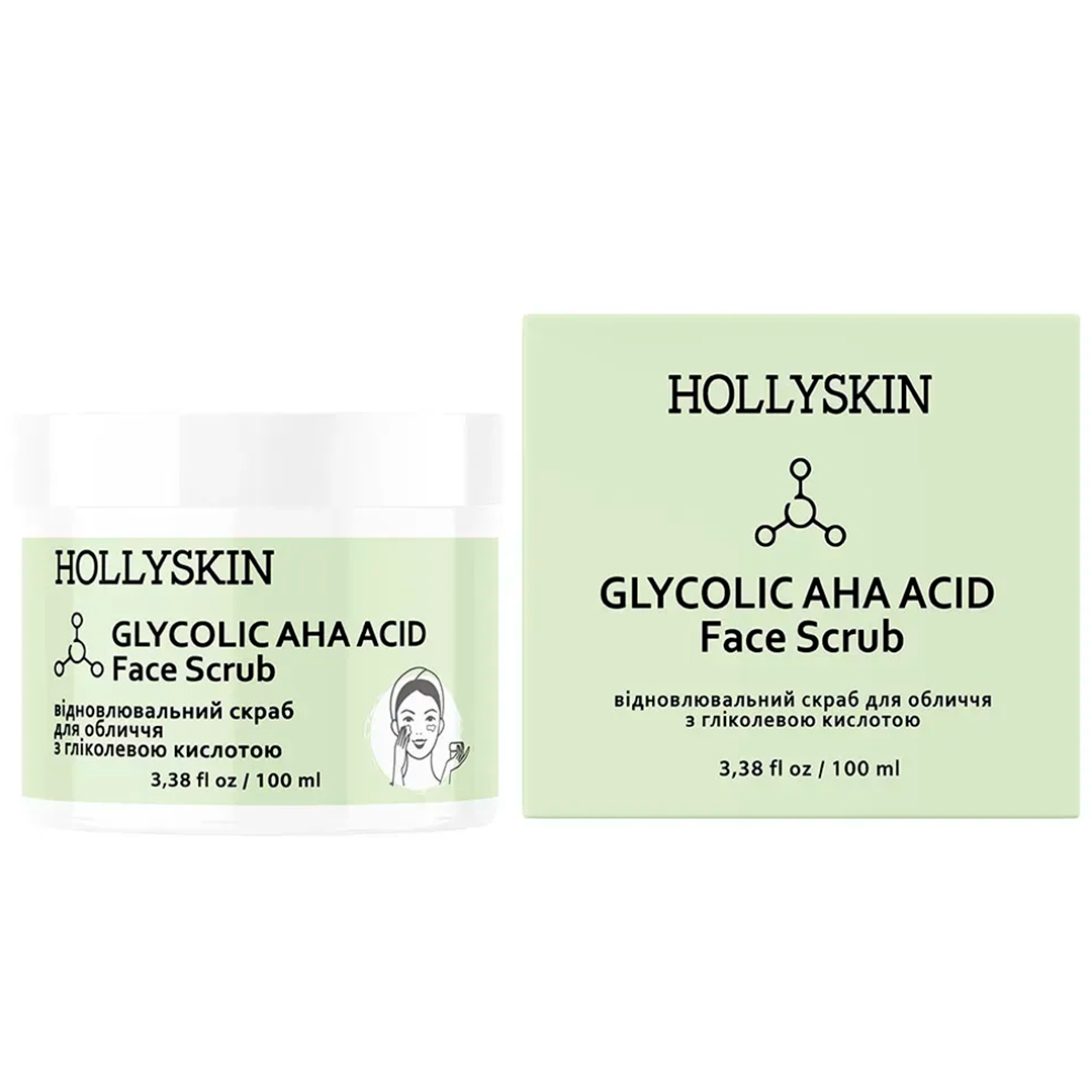 Hollyskin Glycolic AHA Acid — кислотный скраб для лица, 100 мл