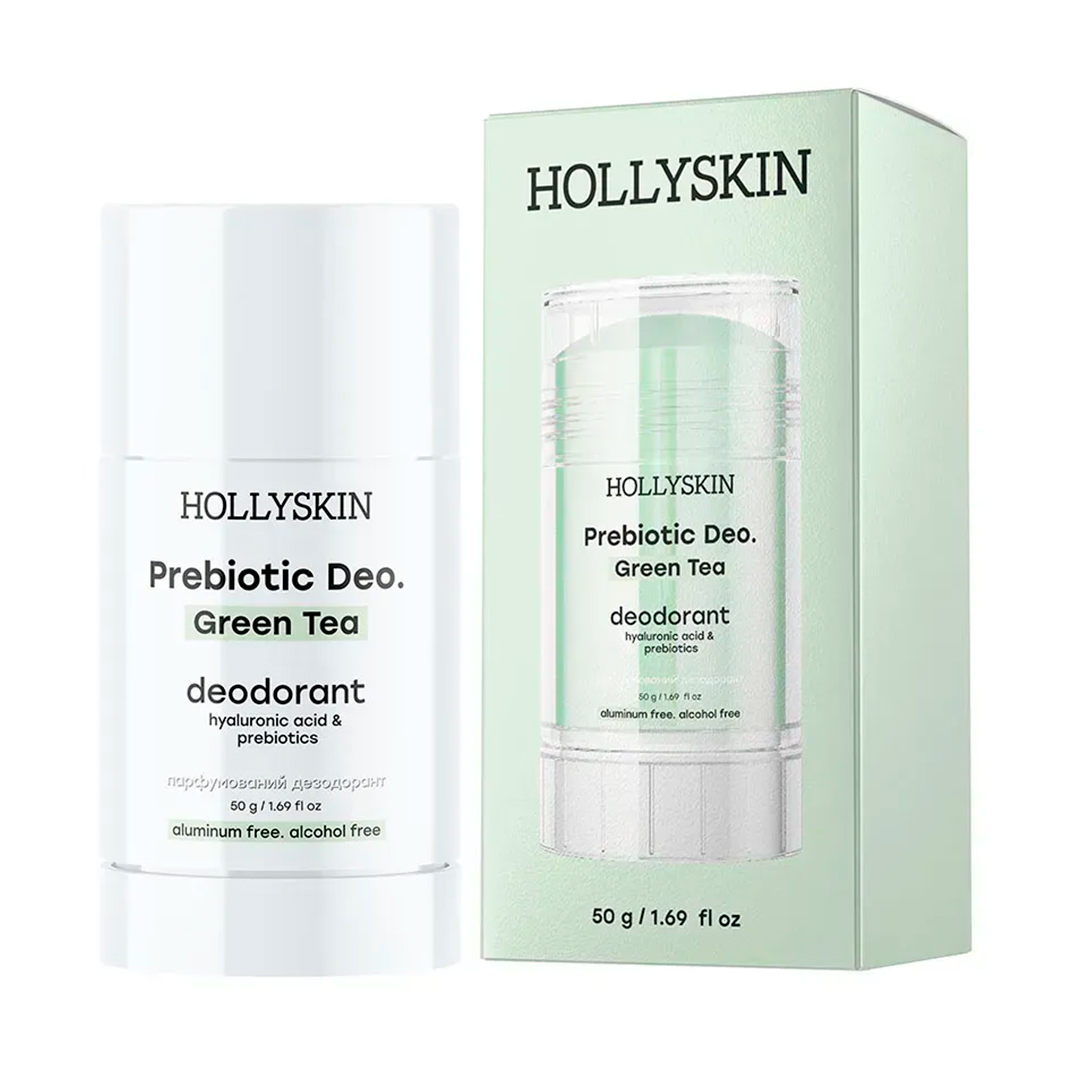 Hollyskin Prebiotic Deo Green Tea — парфумований дезодорант, 50 г