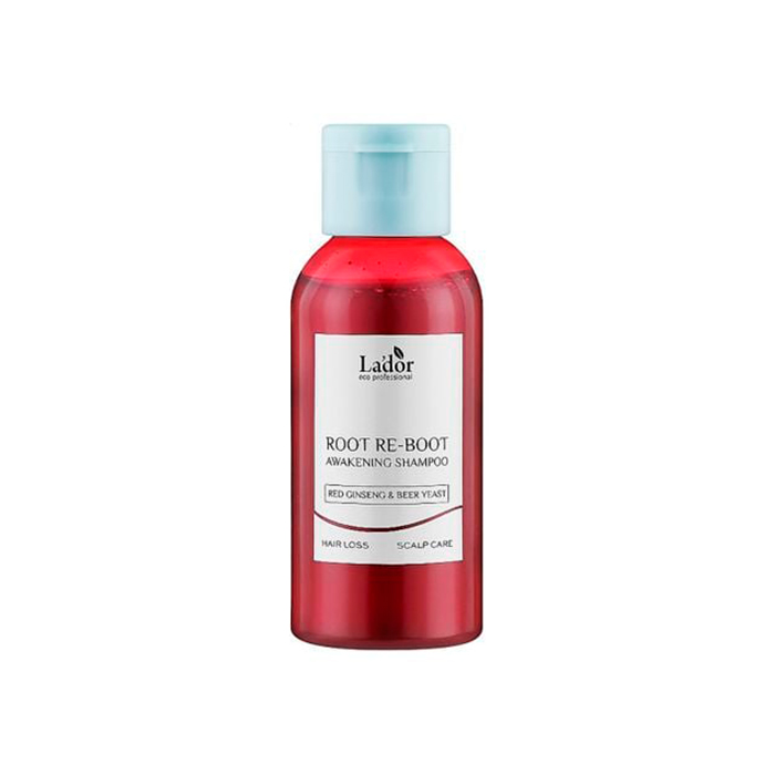 Lador Root Re-Boot Awakening Shampoo Red Ginseng & Beer Yeast — шампунь для росту волосся з женьшенем, 50 мл