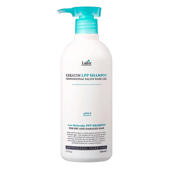 Lador Keratin LPP Shampoo — кератиновий безсульфатний шампунь для волосся, 530 мл