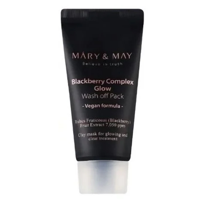 Антиоксидантна глиняна маска для обличчя із ожиною Blackberry Complex Glow Wash Off Mask Mary & May, 30 г