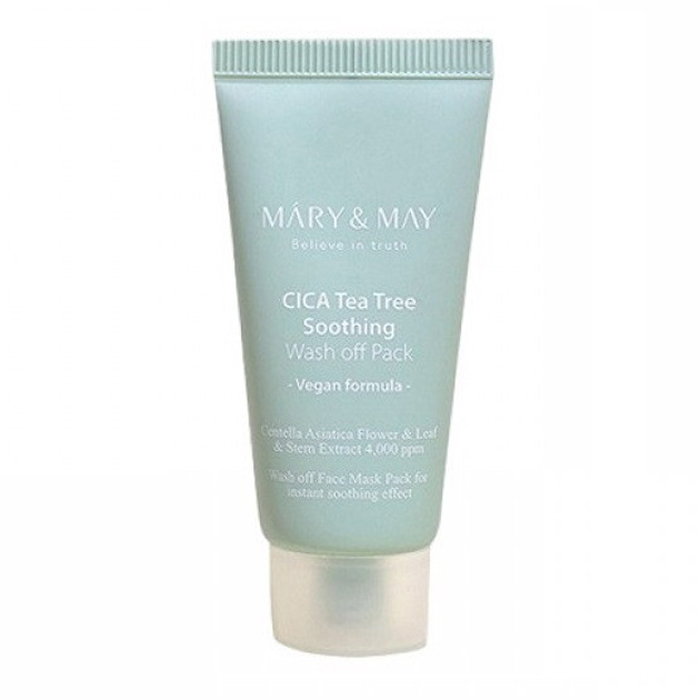 Заспокійлива маска для обличчя, що очищає, Cica Tea Tree Soothing Wash Off Pack Mary & May, 30 г