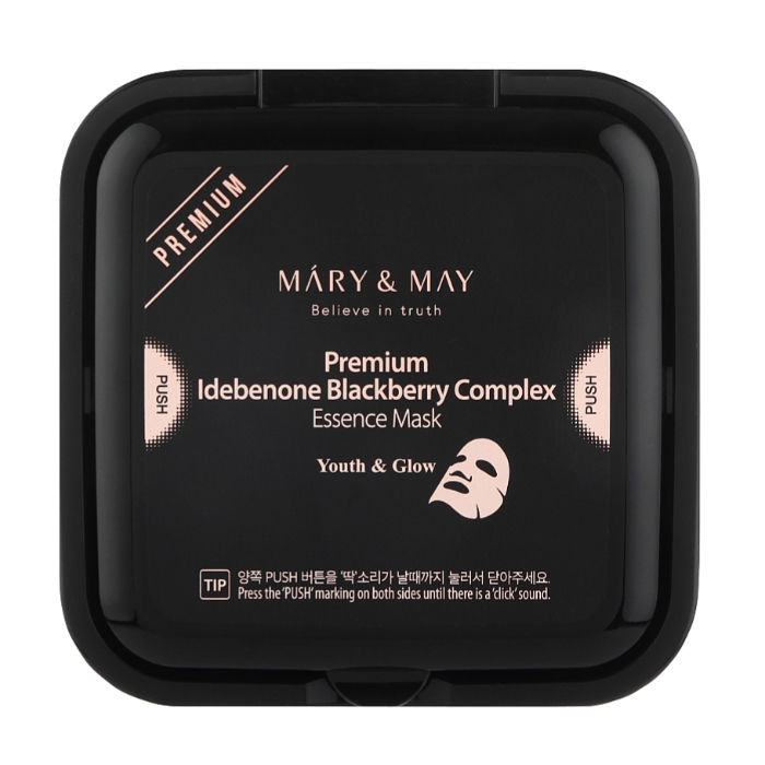 Тканинна маска з ідебеноном та ожиновим комплексом Premium Idebenon Blackberry Complex Essence Mask Mary & May