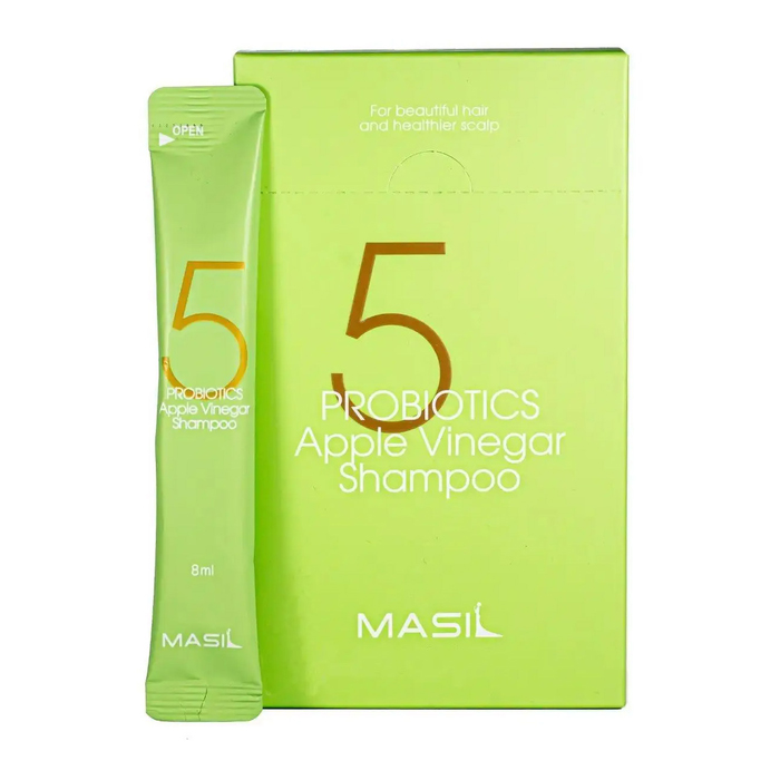 М'який безсульфатний шампунь з пробіотиками та яблучним оцтом 5 Probiotics Apple Vinegar Shampoo MASIL, 20x8