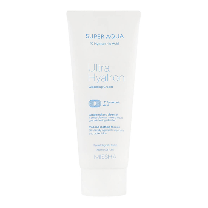 Очищаючий крем для обличчя з гіалуроновою кислотою Super Aqua Ultra Hyalron Cleansing Cream MISSHA, 200 мл