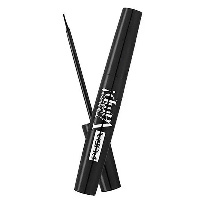 Підводка для очей водостійка з ультратонким пензлем Vamp Professional Liner Pupa 100 black, 4.5 мл