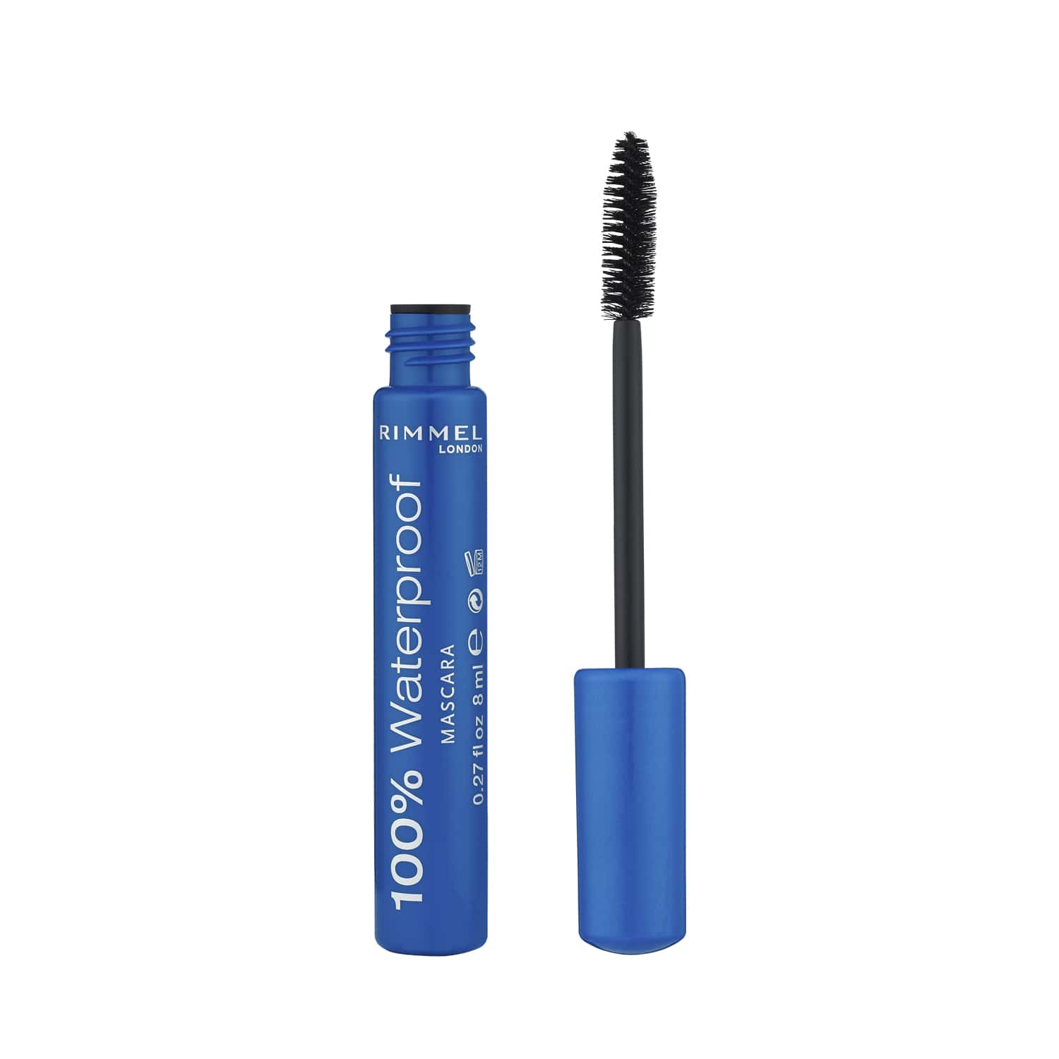Водостійка туш для вій 100 Waterproof Mascara Rimmel London (01-Black Black), 8 мл