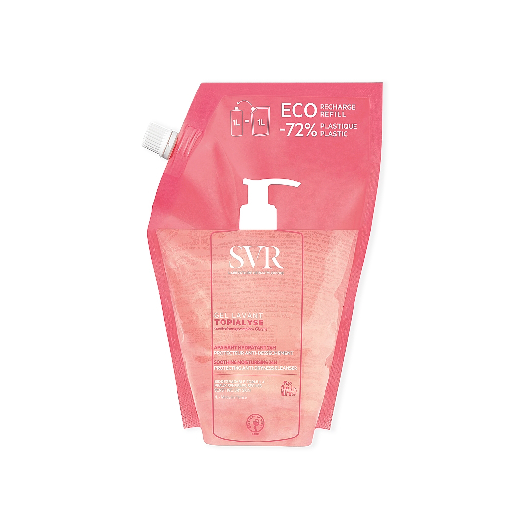 SVR Очищувальний гель для сухої та чутливої шкіри Topialyse Eco-Refill Cleansing Gel (дой-пак), 1000 мл