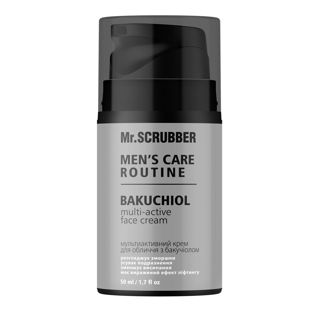 Mr.Scrubber Men’s Care Routine — мультиактивний крем для обличчя з бакучіолом, 50 мл