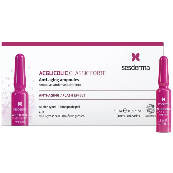 Ампули з гліколевою кислотою проти старіння Acglicolic Classic Forte Anti-Aging Ampoules Sesderma, 10x1.5 мл