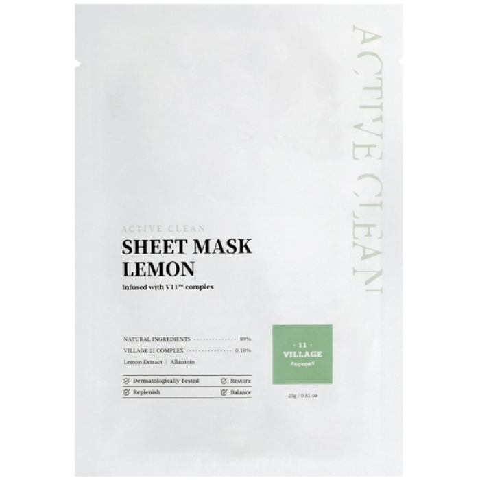 Тканинна маска для обличчя "Лимон" Active Clean Sheet Mask Lemon Village 11 Factory, 23 мл