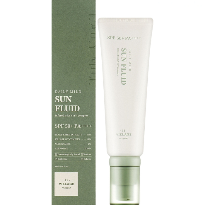 Сонцезахисний флюїд Daily Mild Sun Fluid SPF 50+ PA++++ Village 11 Factory, 50 мл