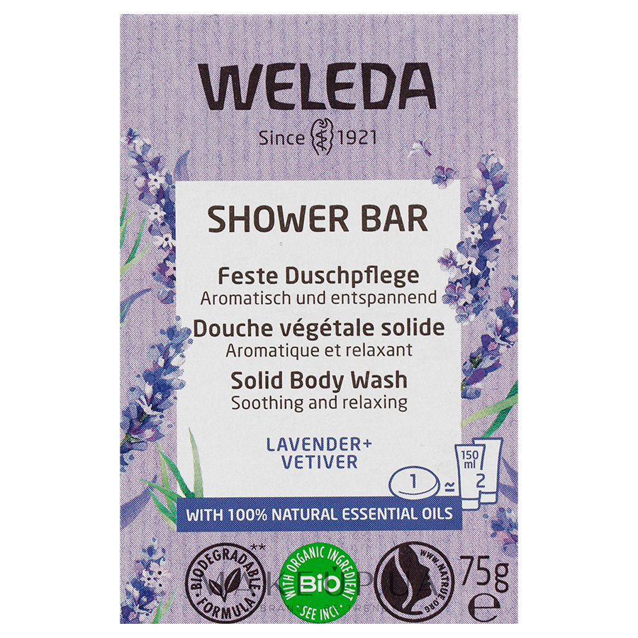Weleda Shower Bar Solid Body Wash Ylang-Ylang & Iris — арома-бар для душа твёрдый “Иланг-Иланг и Ирис”, 75 г