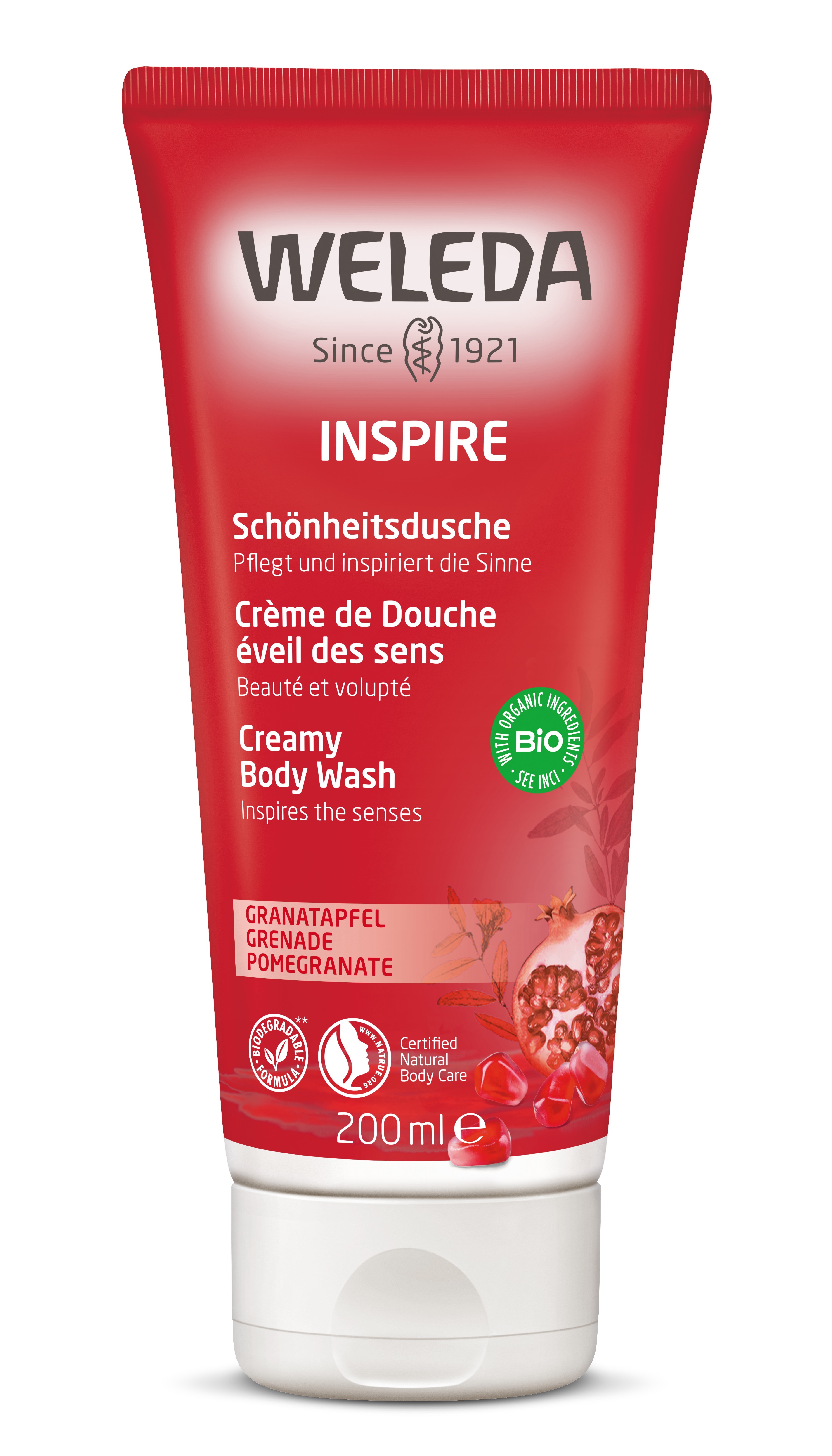Weleda Pomegranate Creamy Body Wash — восстанавливающий гранатовый крем-гель для душа, 200 мл