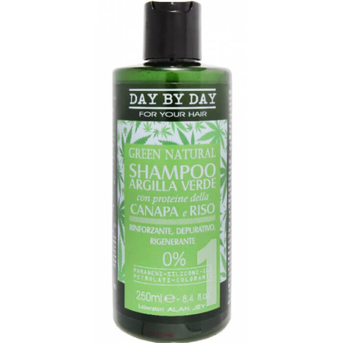 Шампунь із зеленою глиною,протеїнами коноплі та рису green natural Alan Jey, 250 мл