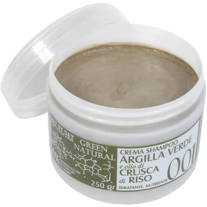 Крем-шампунь с зеленой глиной и маслом из рисовых отрубей green natural Alan Jey, 250 мл
