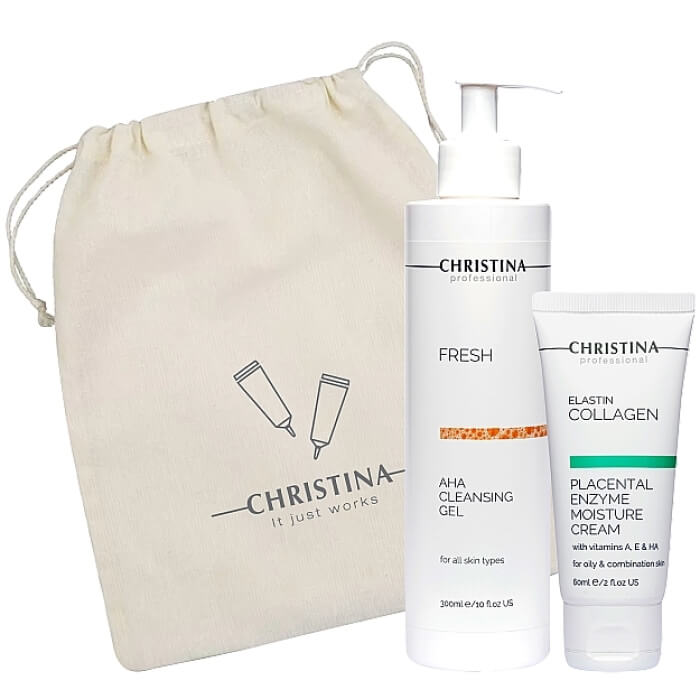 Подарунковий набір «Очищення та зволоження» для жирної та комбінованої шкіри Christina