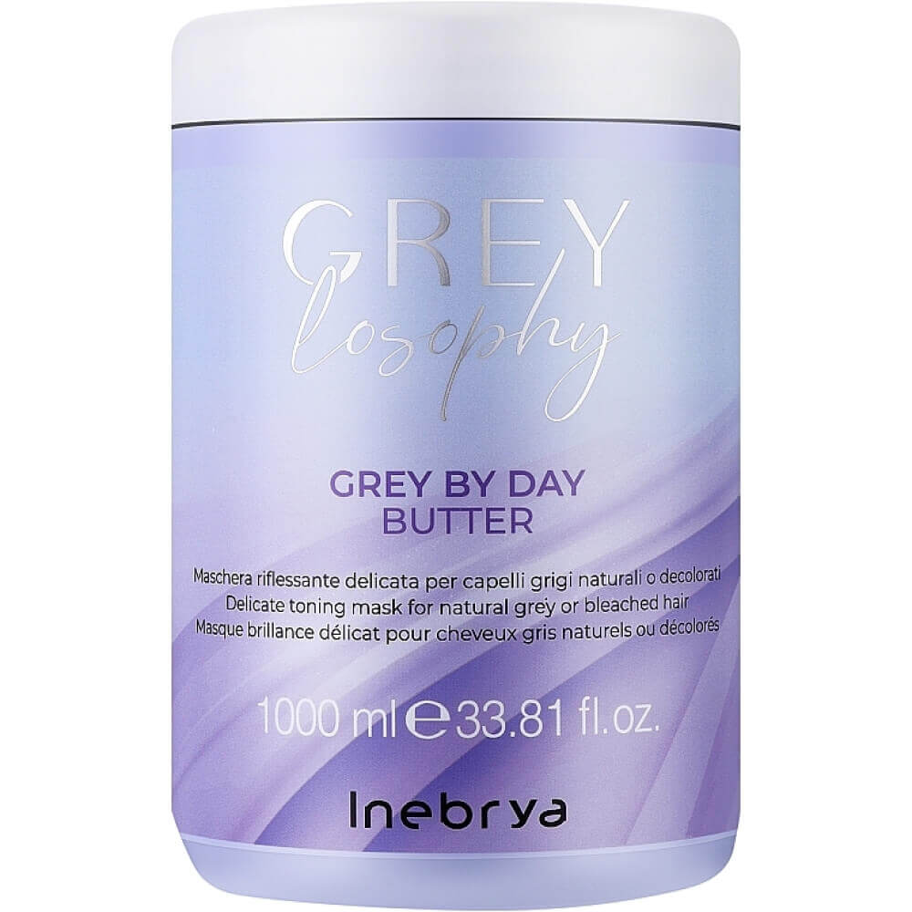 Тонирующая маска для натуральных, седых и блондированных волос Grey By Day Butter Inebrya, 1000  мл