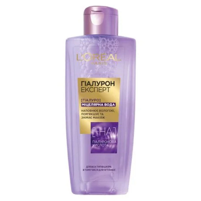 Міцелярна вода, що наповнює вологою, з гіалуроновою кислотою для всіх типів шкіри обличчя, зокрема чутливої L'