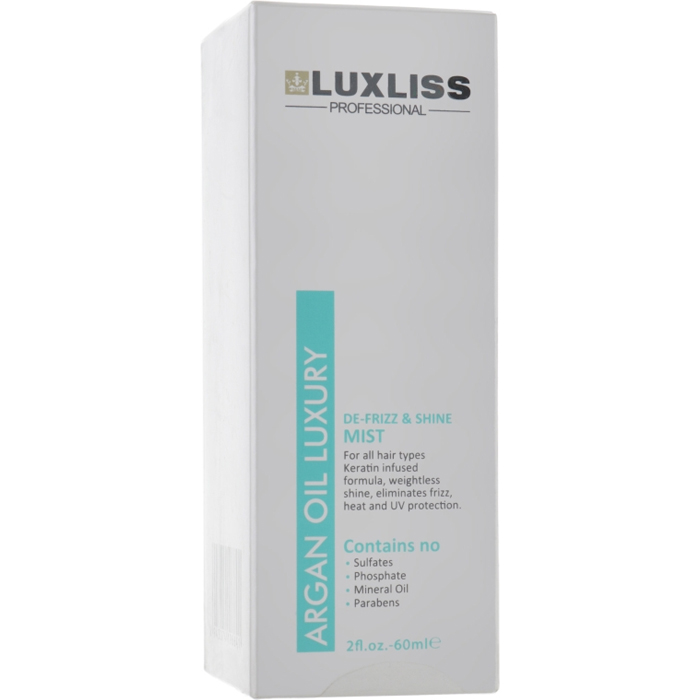 Аргановый спрей для волос De-Frizz & Shine Mist Luxliss, 60 мл