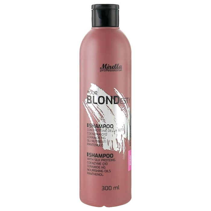 Шампунь для теплих рожевих відтінків блонд Mirella, 300 мл